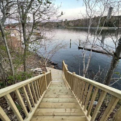 Deck build view from halfway down stairs final