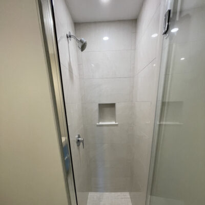 Shower renovation after, front view