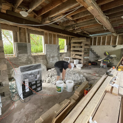 Lifted basement partial way through process, setting basis for room