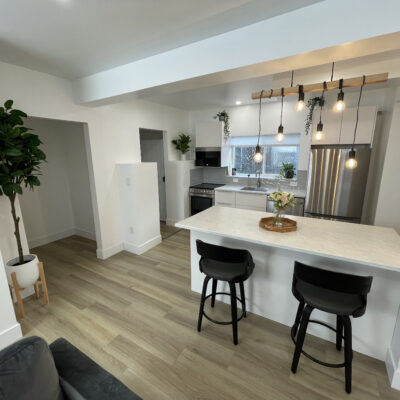 Final view of kitchen area of lifted basement renovation