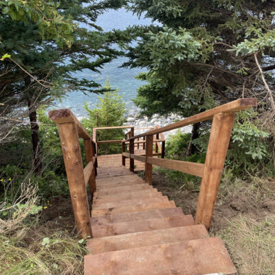 Stairs to water top view